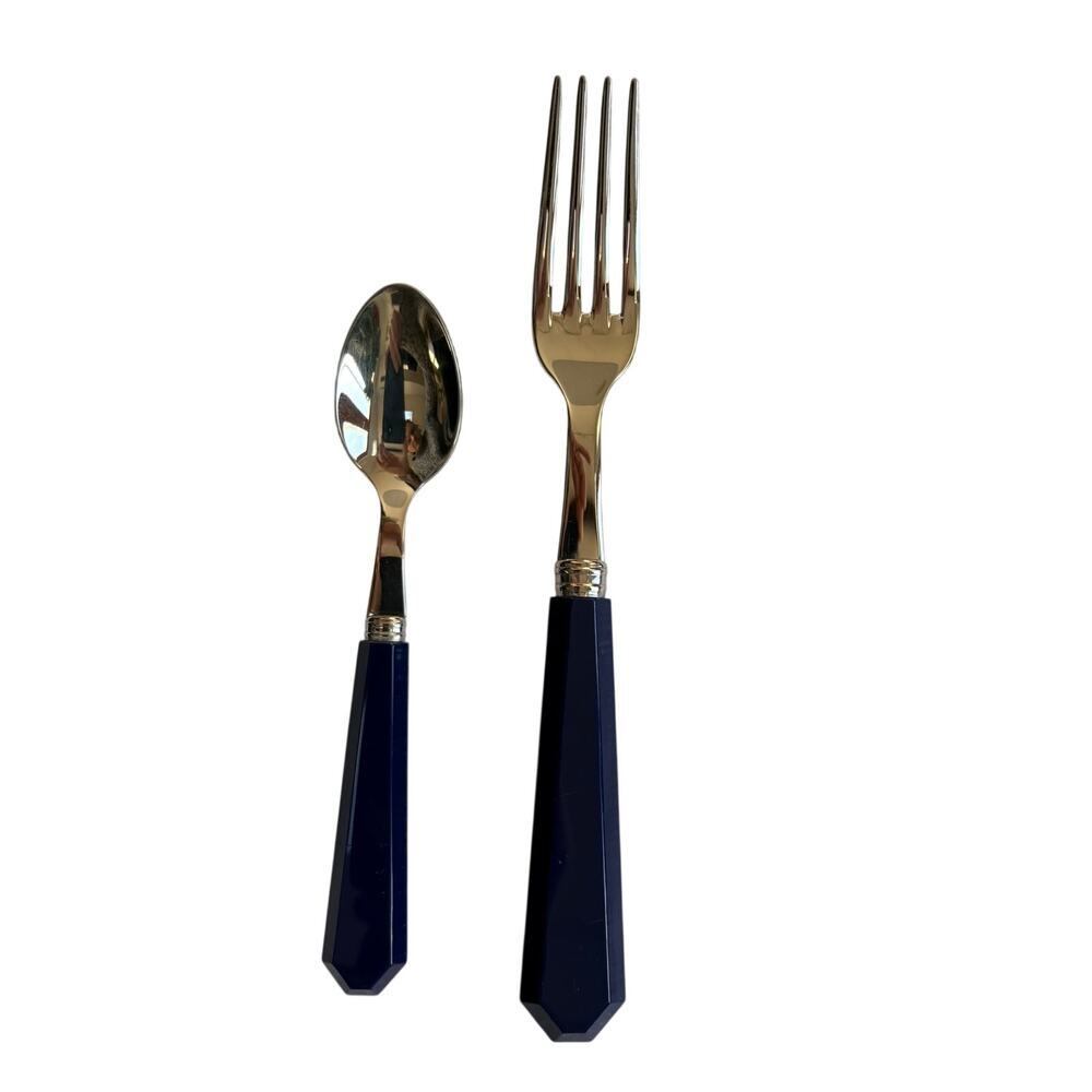 NEW Sabre Paris Basic Navy Flatware Set – Dinner Fork & Dessert Spoon (2-Piece)